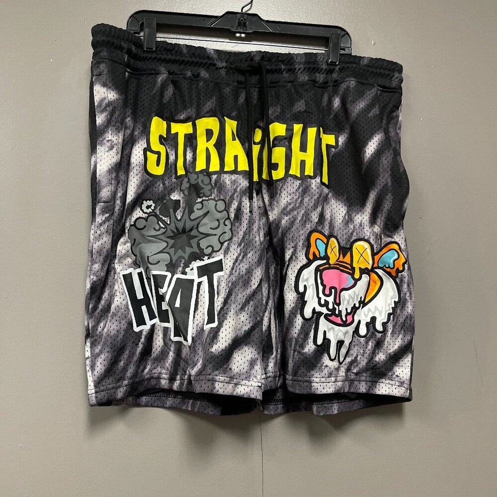 Rebel Minds Gym Shorts Black and Gray "Straight Heat" Size 3XL